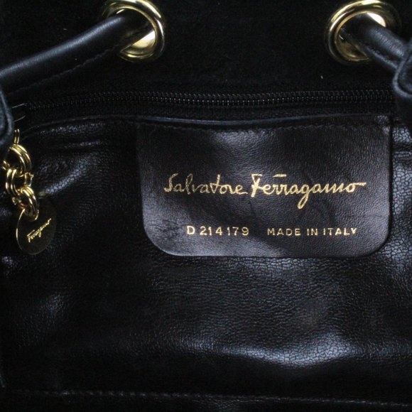 Authentic Salvatore Ferragamo Vara Suede Black Bow Drawstring Purse Handbag - Picture 14 of 16